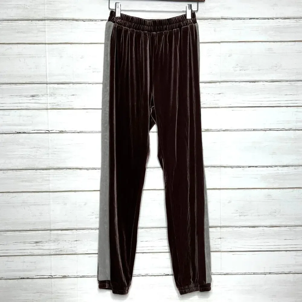 Easel Velour Jogger Pants Size Small Plum Elastic Waist Cozy Lounge Athleisure